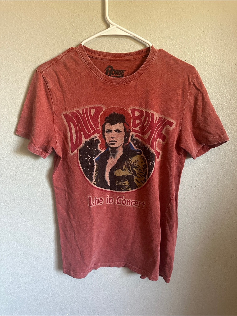 David Bowie acid wash Red Vintage-Style Concert Tee -
